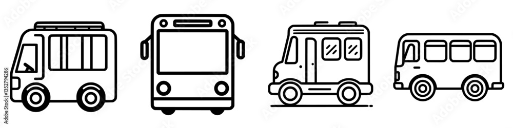 Poster different types of vehicles depicted in a simple line art style illustrating their unique designs an