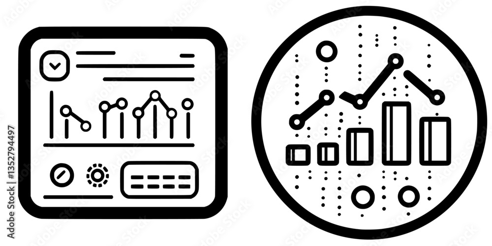 Poster data analytics tools with visual representations of graphs and metrics for effective decision making