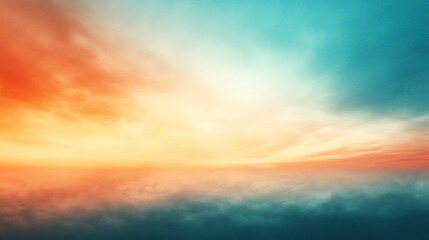 Obraz premium Dreamlike Sunset Hues Above a Sea of Clouds