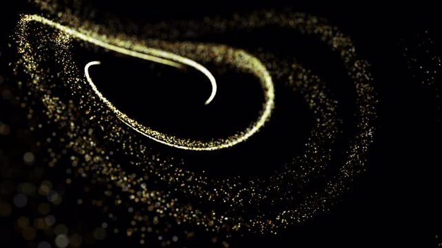 4K Gold Light Particle Trails Elegant Glow Motion Graphics Effect. Gold particles dust on transparent background. Magical gold glittering alpha channel effect. Dust glittering Looping 