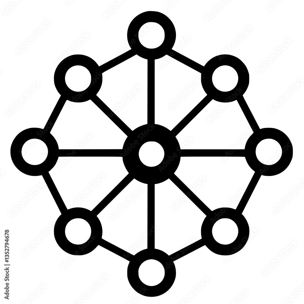 Poster network diagram illustrating nodes and connections in a structured layout representing relationships
