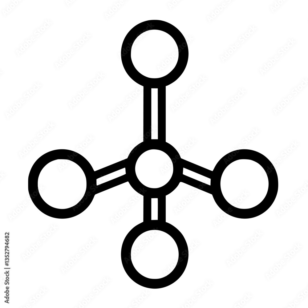 Poster Symbol representing a molecule structure with connected atoms displayed on a plain background