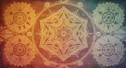 Mystic star circle pattern design for esoteric meditation, magical ritual print, spiritual mandala background, pagan amulet card, celestial zen decoration, sacred geometry