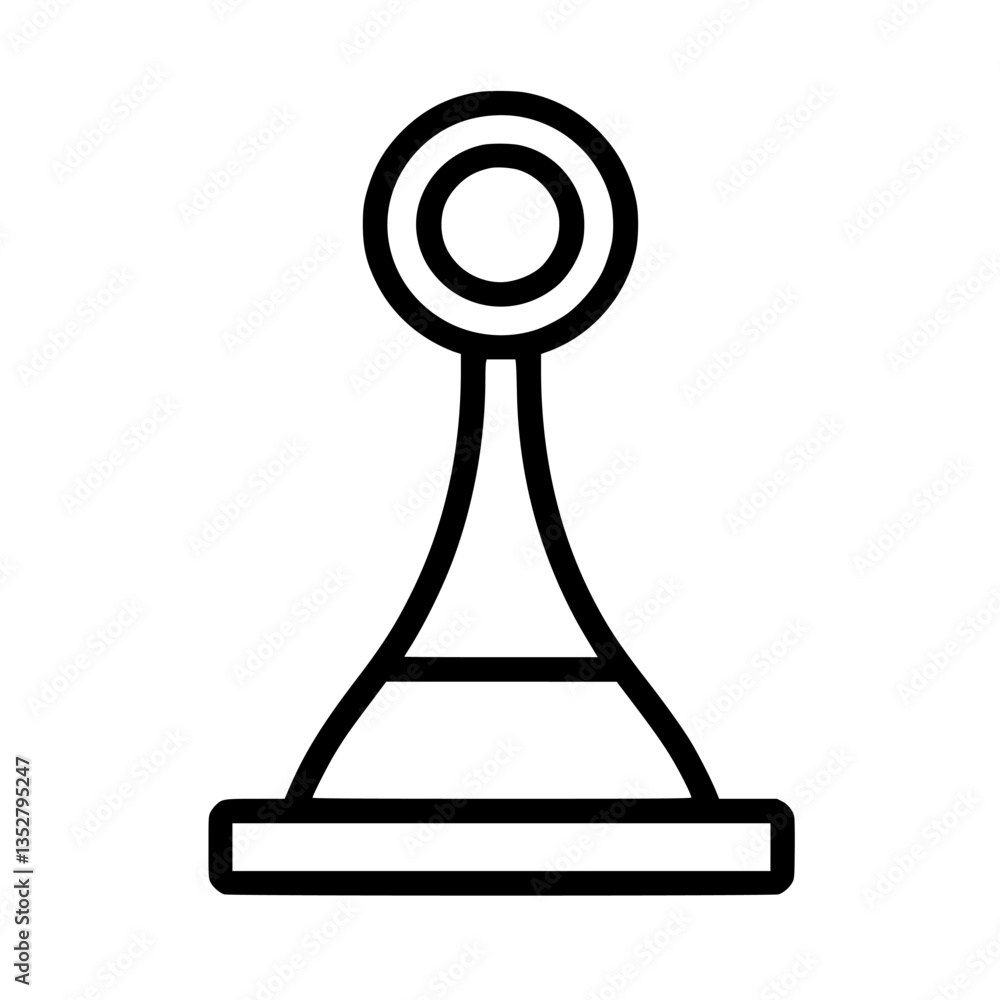 Poster detailed black line drawing of a chess pawn on a minimal background showcasing its design and shape