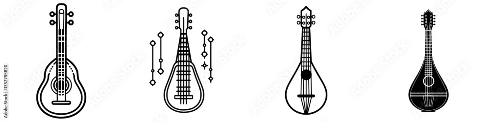 Aufkleber different types of string instruments arranged in a row showcasing musical diversity