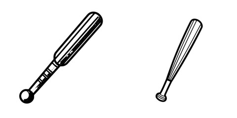 Obraz premium Baseball bat and wooden bat illustration side by side showing different designs and sizes useful for sports and training