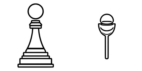 Chess piece and ice cream scoop illustrate unique concepts of strategy and indulgence in everyday life