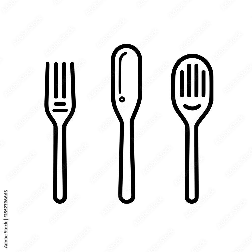 Poster kitchen utensils displayed in a clean and simple design, emphasizing functionality and style for cul