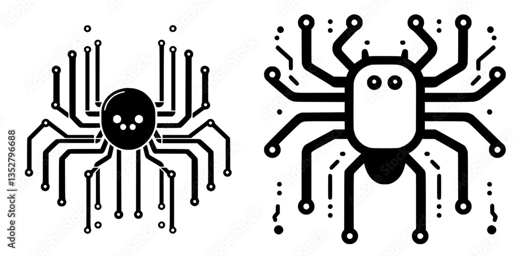 Poster unique design of a spider with circuit patterns indicating technology and nature in a striking black