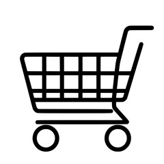 Shopping cart outline in a minimalist style for e-commerce applications and websites
