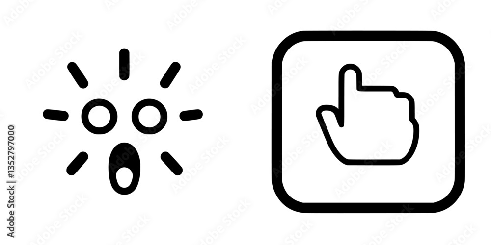 Poster exciting expressions and gestures represent surprise and attention in digital communication