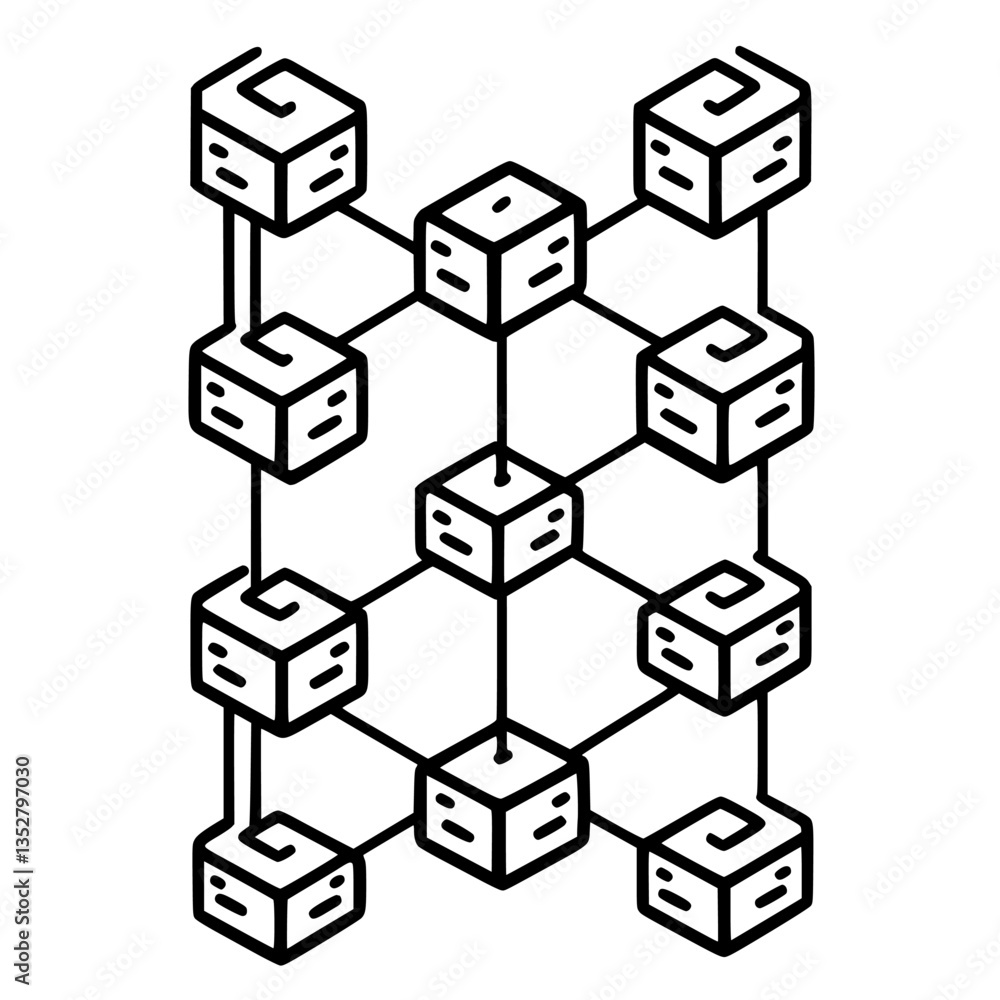 Aufkleber geometric pattern featuring interconnected cubes in a symmetrical arrangement on a white background