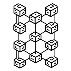 Geometric pattern featuring interconnected cubes in a symmetrical arrangement on a white background