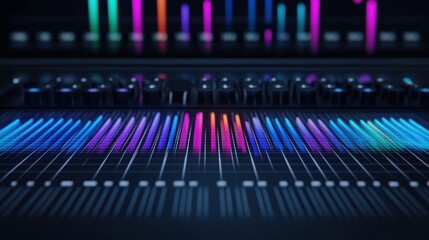 Fototapeta premium Colorful audio equalizer graphic with vibrant peaks and visual sound waves representing music production technology
