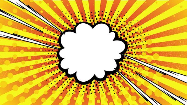 Pop art cloud bubble. Blah, blah, blah funny speech bubble. yellow andorange  retro vintage comic background in pop art retro comic style. 