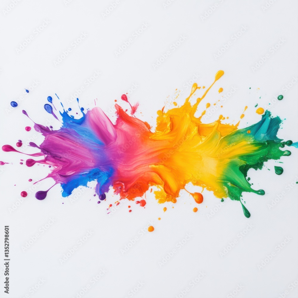 Poster vibrant color splash on white background creating an energetic and artistic mood with paint drips