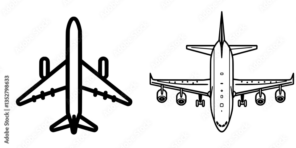 Poster various aerodynamic models of airplanes showcasing their top view designs with unique features and s