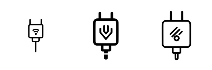 Obraz premium Symbols representing wireless connectivity, power, and data transfer displayed on a minimalistic background
