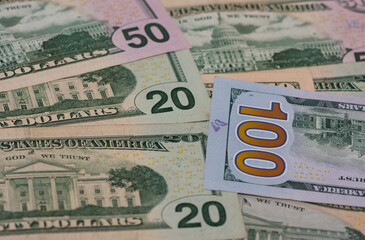 images of banknotes from various countries. photos of american dollars.