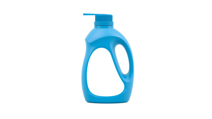 Blue detergent bottle with flip top cap, ideal for laundry and cleaning products. Isolated on transparent background, png cut-out