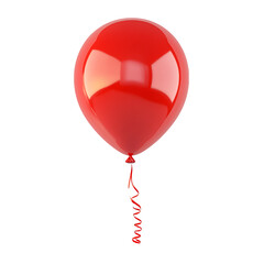 3D Red Balloon isolated on transparent background