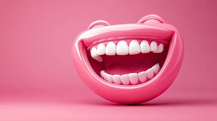 Naklejka premium Smiling Mouth with White Teeth in Pink Tone Conceptual Illustration