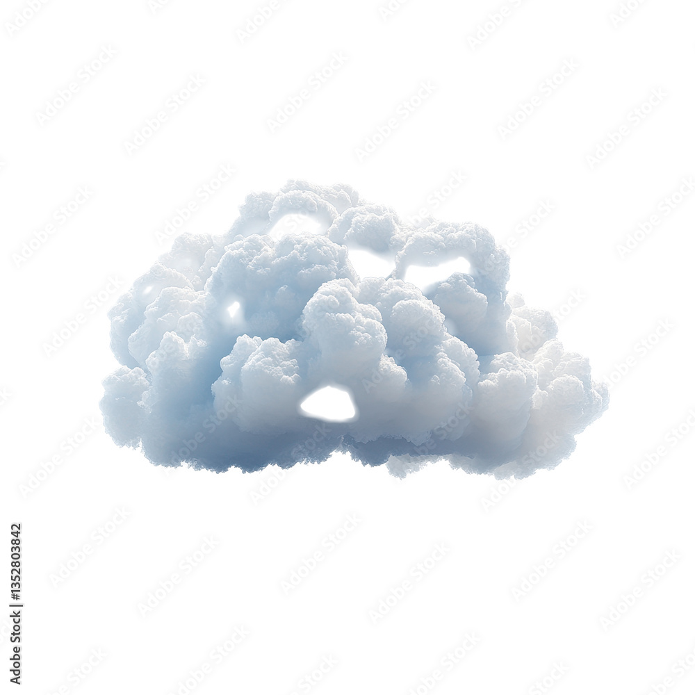 Poster soft white cloud floating against a clean transparent background, creating a serene and tranquil atm