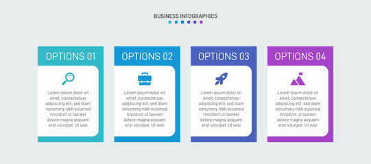 Horizontal progress bar featuring 4 arrow-shaped elements, symbolizing the four stages of business strategy and progression. Clean timeline infographic design template. Vector for presentation