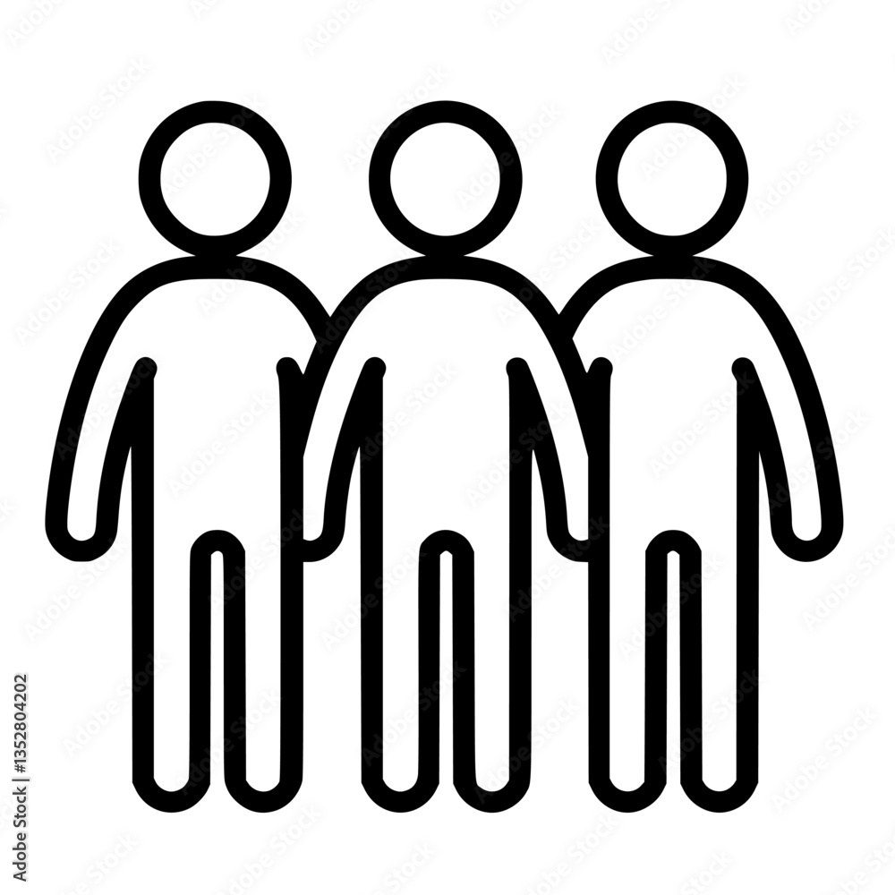 Poster three simplistic figures representing teamwork and collaboration in a minimalist style illustrating 