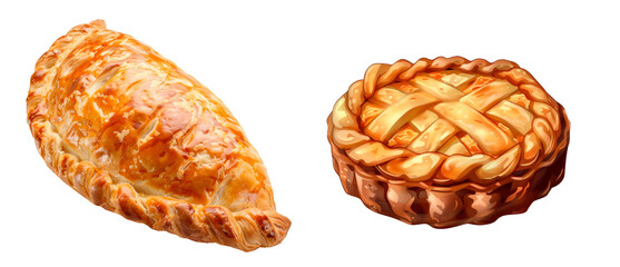 Set of Cooked Pastry, Isolated on Transparent Background. PNG Element.