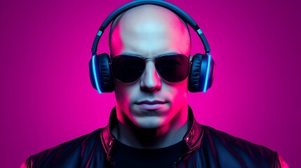 Obraz premium Man with Headphones in Studio