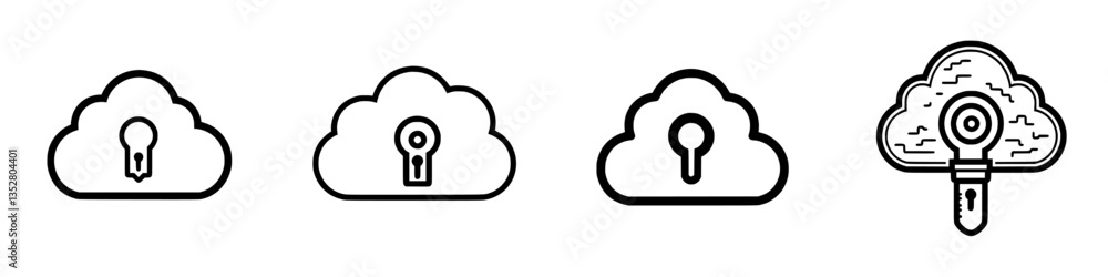 Poster cloud security symbols illustrating encryption, access control, and data protection strategies for d