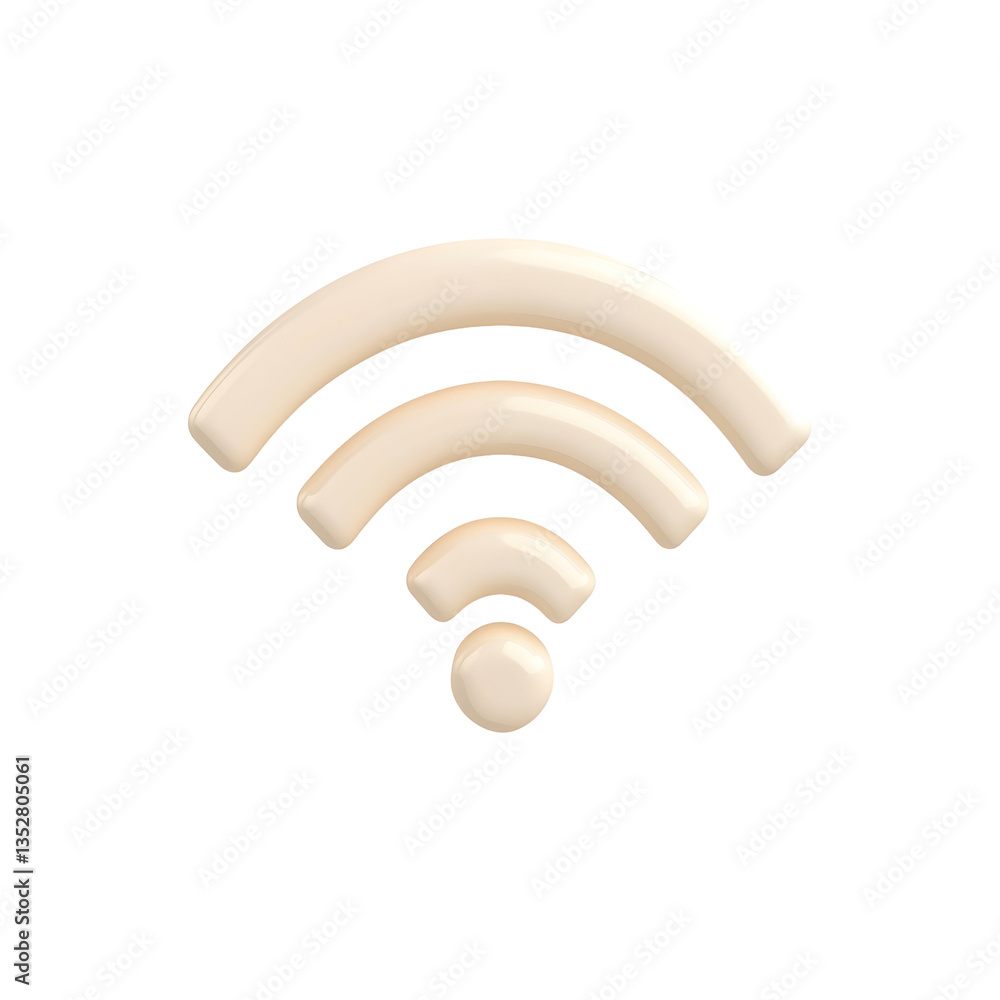 Poster a stylized 3d rendering depicts a wireless signal icon, featuring curved lines emanating from a cent