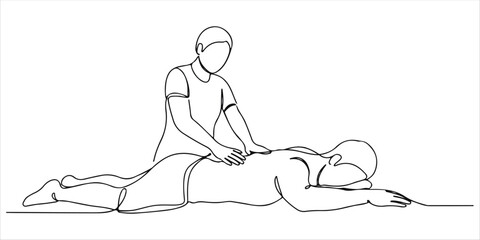International Self Care Day, An abstract illustration representing a massage, created in a continuous single line art style to honor International Self Care Day. The minimalist hand drawn sketch.