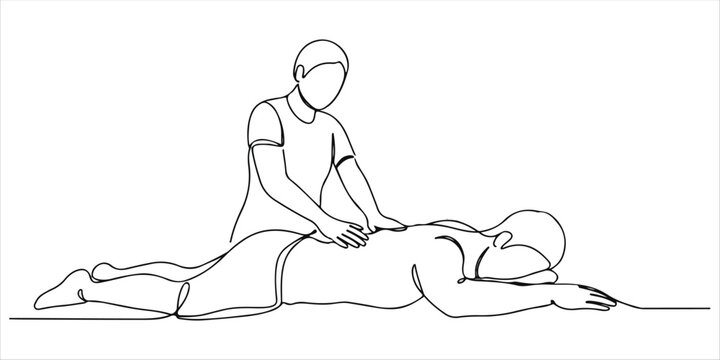 International Self Care Day, An abstract illustration representing a massage, created in a continuous single line art style to honor International Self Care Day. The minimalist hand drawn sketch. - Powered by Adobe