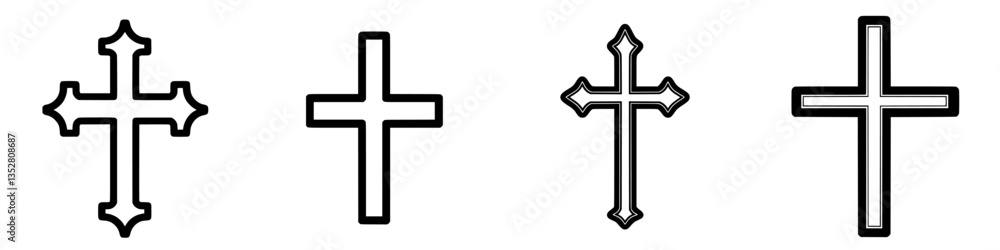 Poster various decorative cross designs displayed in a contemporary style, showcasing intricate details and