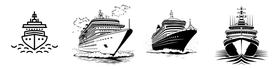 Fototapeta premium Different styles of cruise ships navigating through water during daytime showcasing urban transportation option