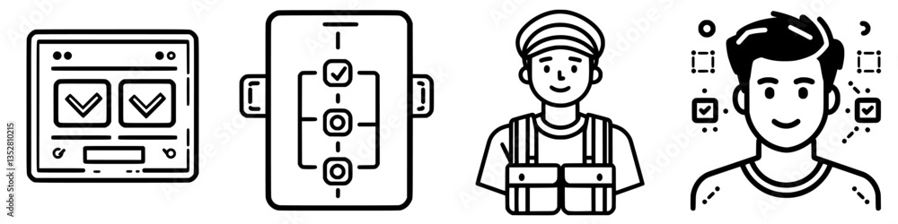 Poster visual representation of quality assurance processes involving selection, evaluation, and worker eng