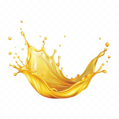 realistic 3d splash of yellow juice or liquid oil isolated on white background