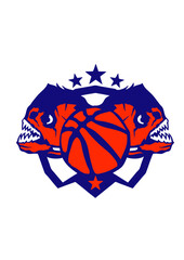 basketball piranha logo piranas club dent feroce