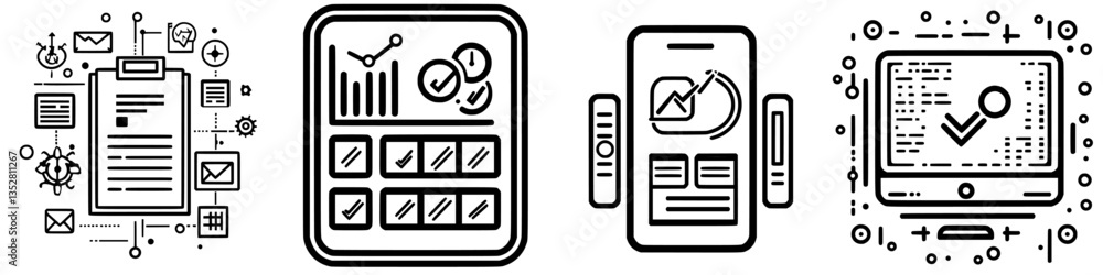 Poster visual representation of data analytics and business intelligence tools in a digital workspace envir