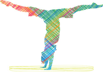 Yoga Balance Pose – Scribble Illustration perfect for wellness projects, Design and Advertising