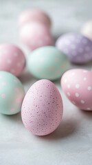 Obraz premium Beautiful Easter setting with painted Easter eggs. Easter postcard