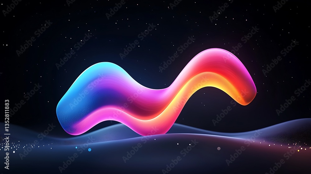 Poster abstract colorful wave pattern in dark space background