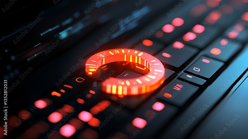 Aufkleber abstract digital technology background with red circular loading interface