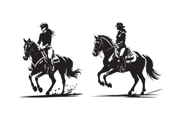 Fototapeta premium Horse Riding Silhouette Equestrian Sport Vector Western Riding