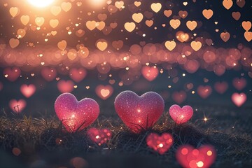 Dreamy Landscapes of Hearts and Twinkling Bokeh for February 14 Romance and Celebration