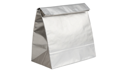 Sleek Silver Paper Lunch Bag with Folded Closure.
