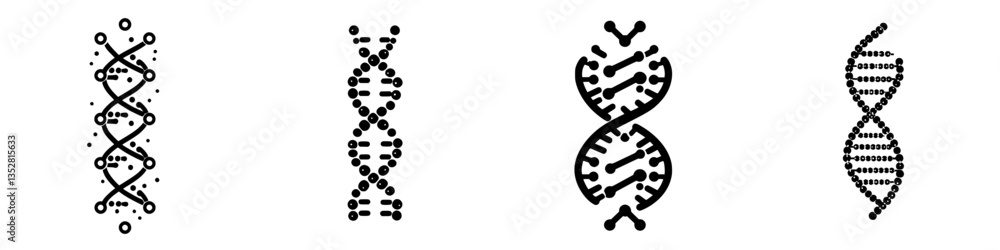 Poster various representations of dna structures showcasing the double helix and alternative designs in bla