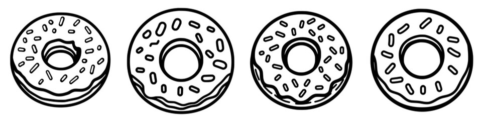 Different types of donuts displayed in a simple arrangement on a light background without any decorations or toppings